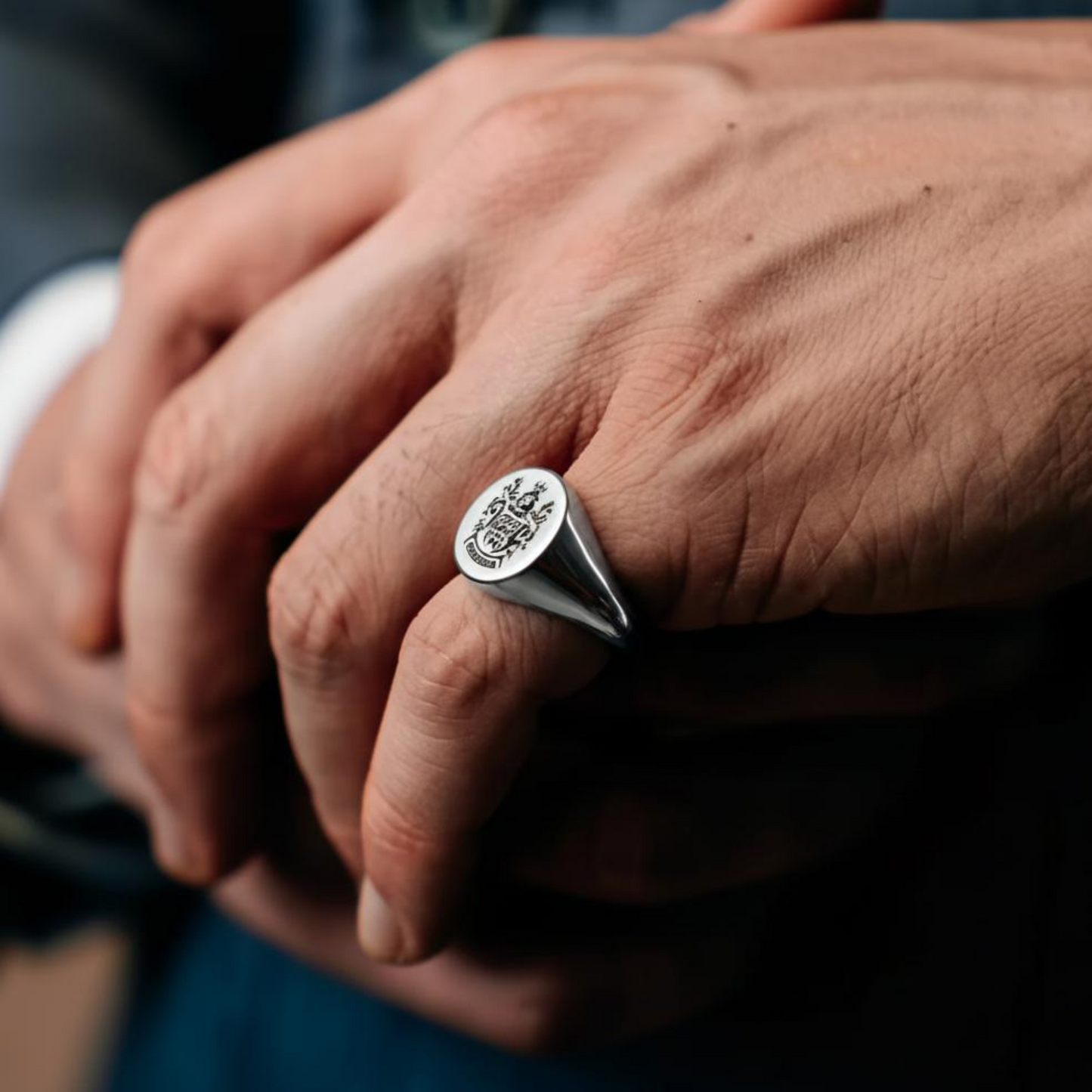 Anello Chevalier Personalizzato Placcato Oro Bianco