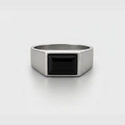 Black Stone Square Signet Ring