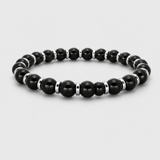 Schwarzes Onyx-Perlenarmband
