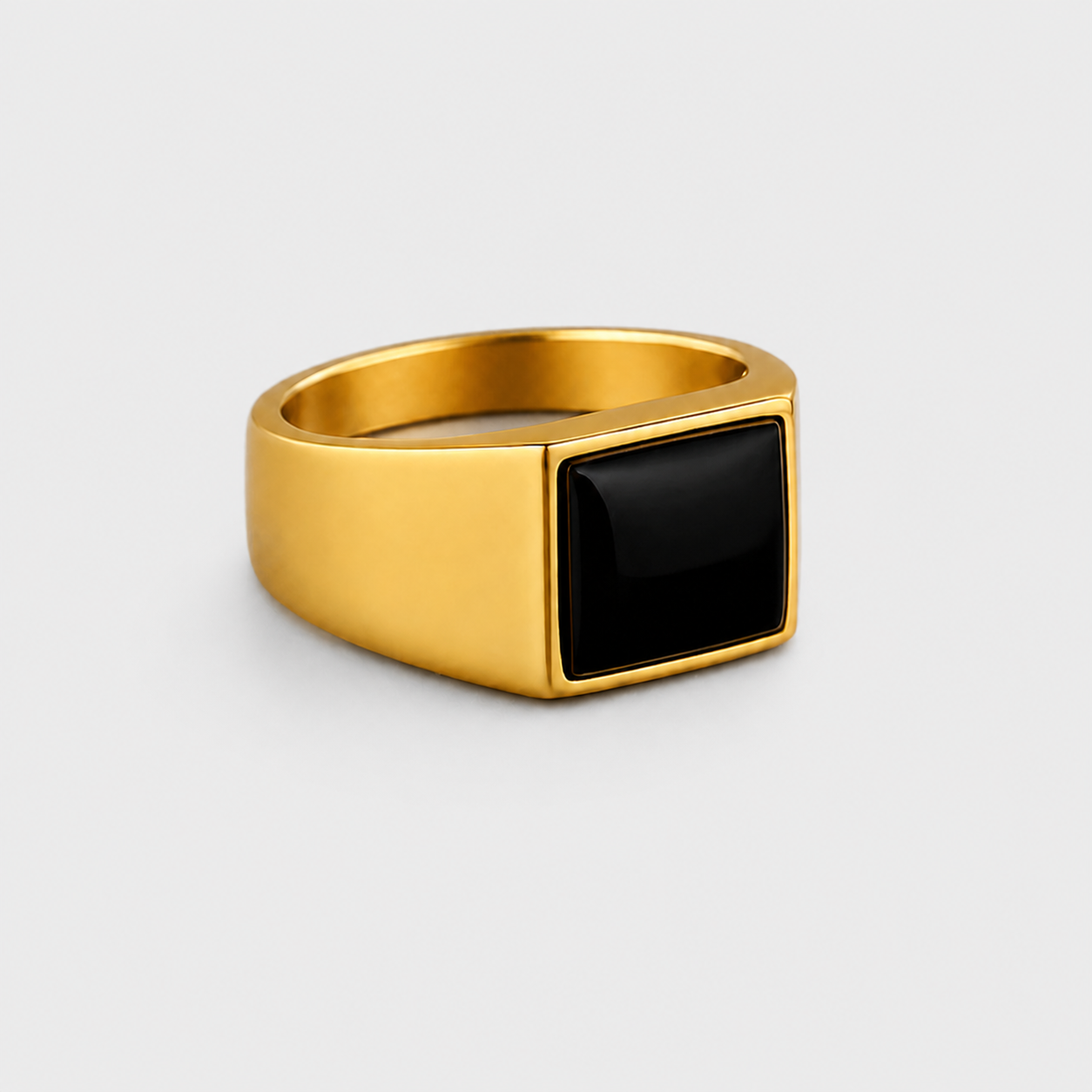 Anello Chevalier Quadrato con Pietra Nera