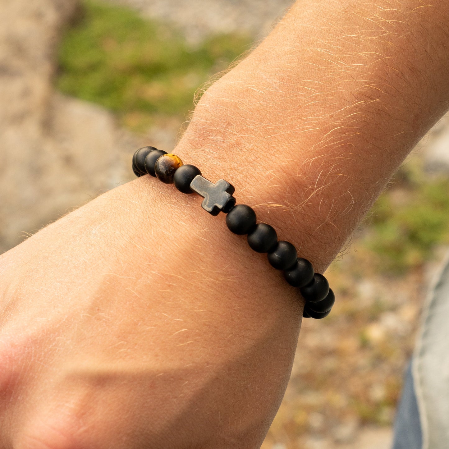"FAITH" Black Onyx Pearls