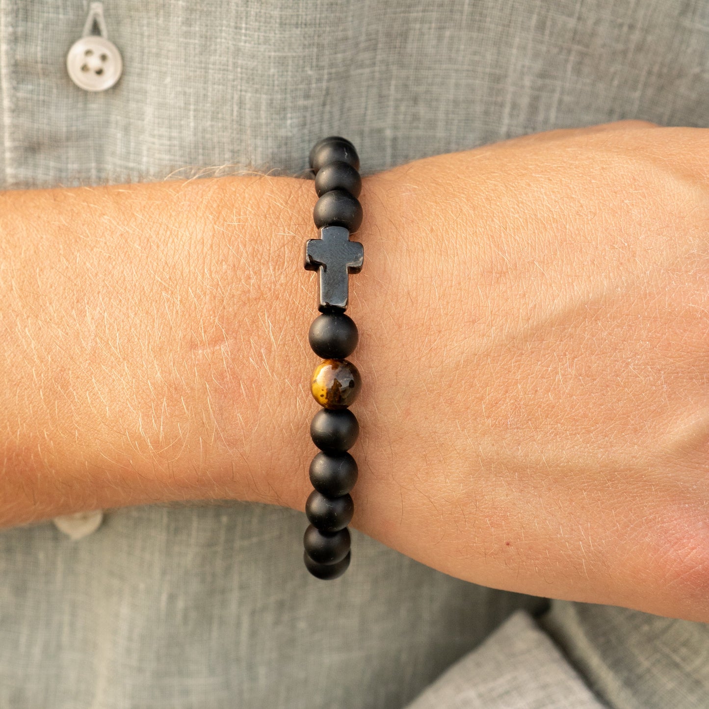 "FAITH" Black Onyx Pearls