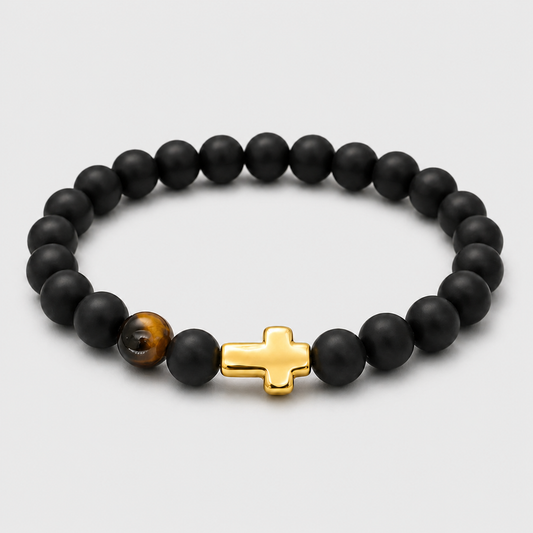 «FAITH» Schwarzes Onyx-Armband