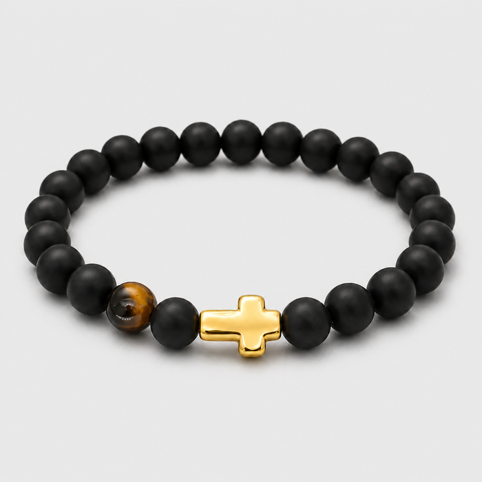 «FAITH» Schwarzes Onyx-Armband