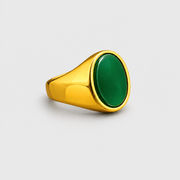 Anel de Sinete com Pedra Verde