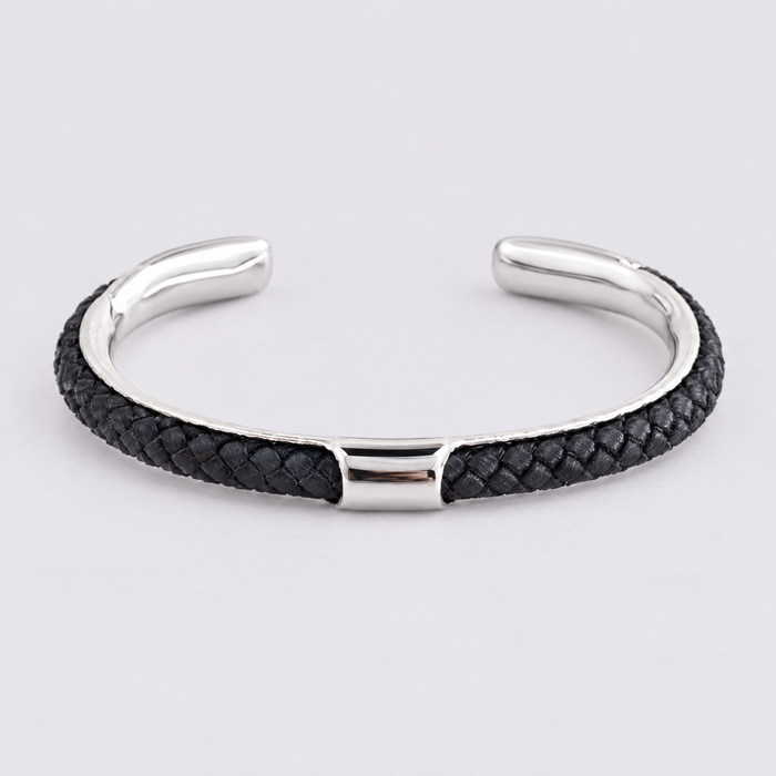 Navy leather cuff bracelet