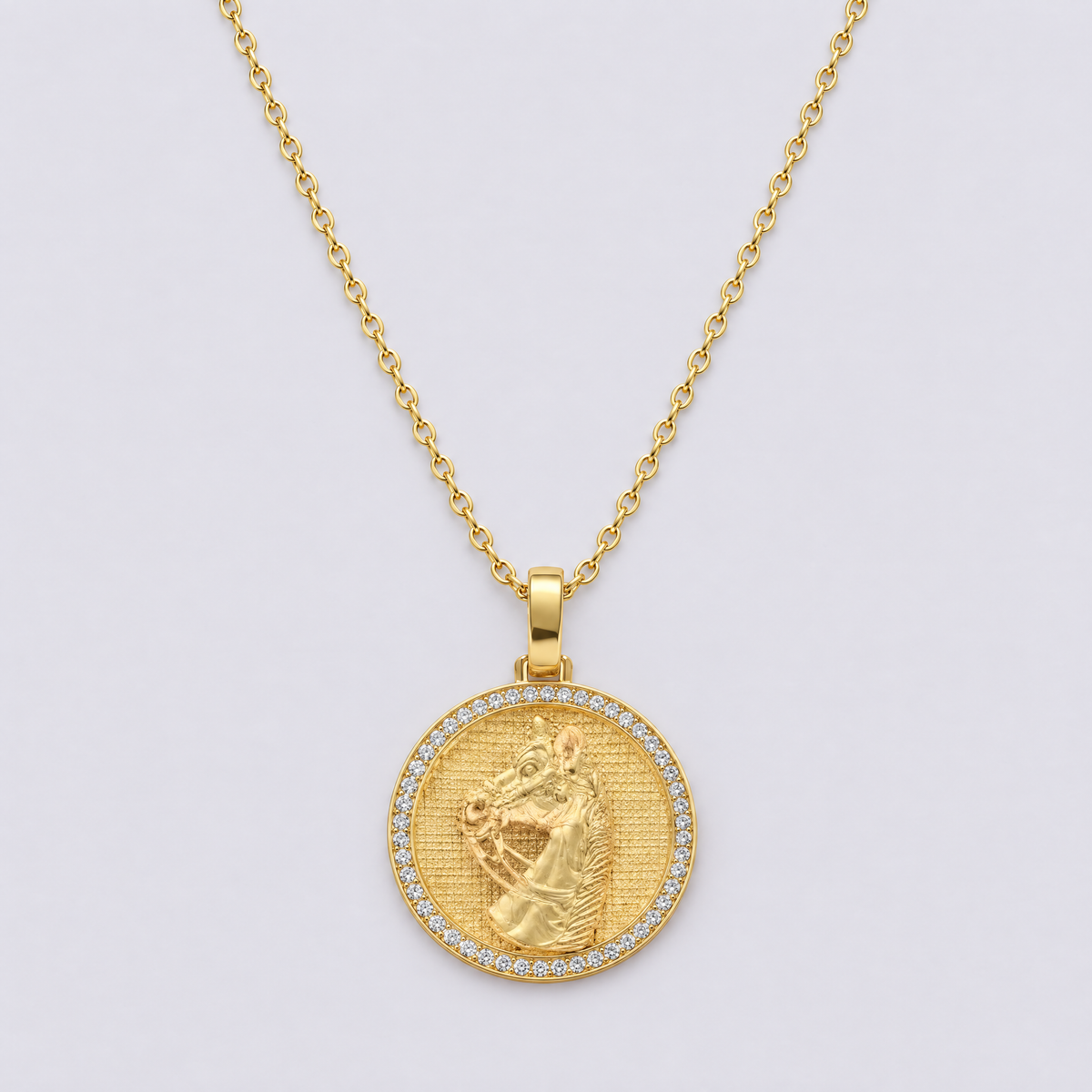 Gold equestrian horse medallion necklace