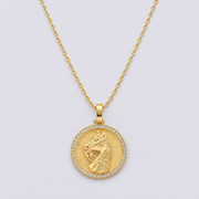 Gold equestrian horse medallion necklace