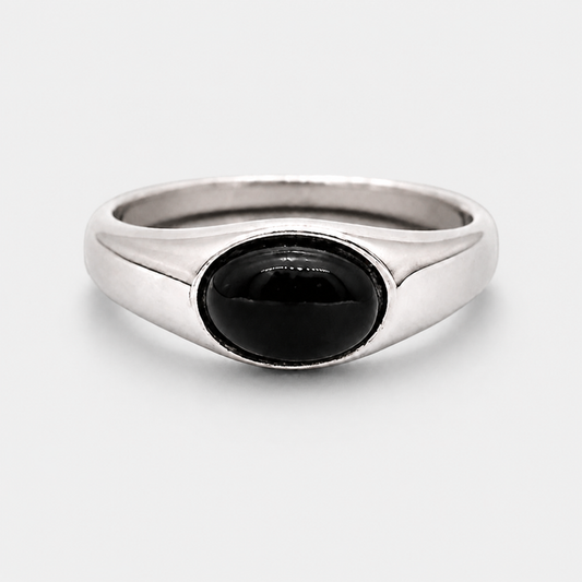Ovaler Onyx-Pinkyring