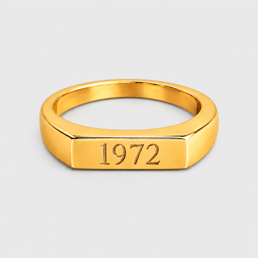 Personalized Gold Plated Square Signet Ring