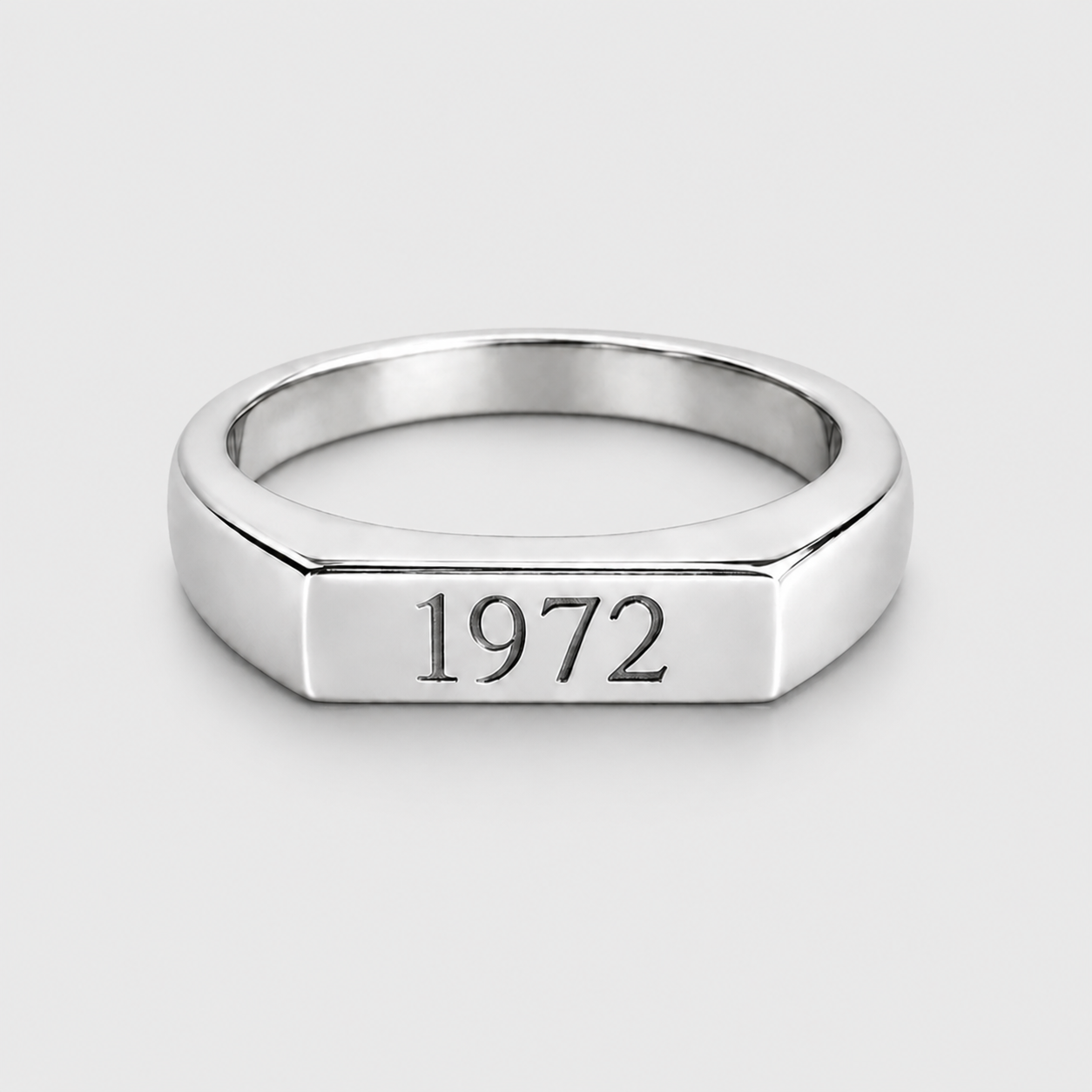 Personalized White Gold Plated Square Signet Ring