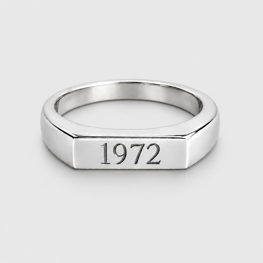 Personalized White Gold Plated Square Signet Ring