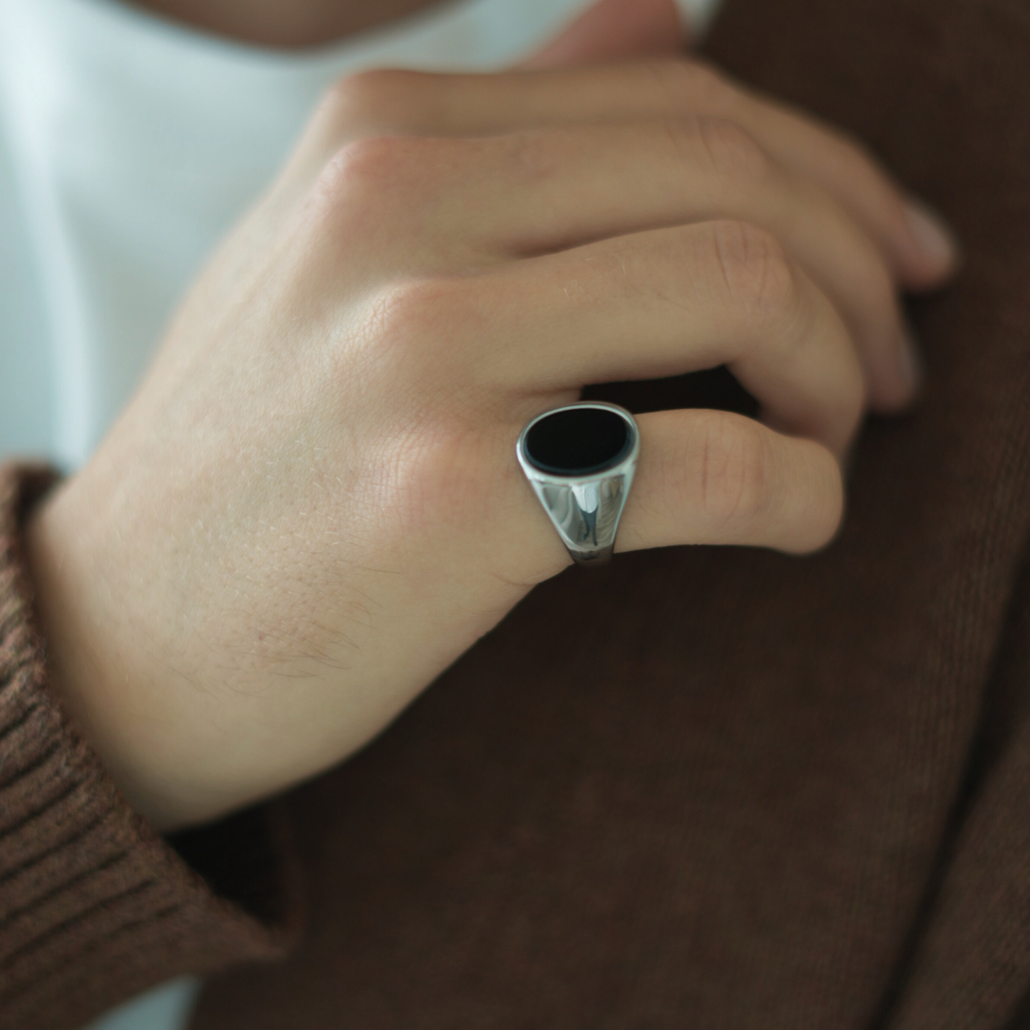 Anello Chevalier in Onice Nero