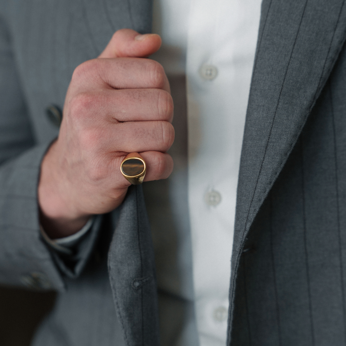 Anillo de Sello de Ojo de Tigre