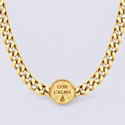 Gold Con Calma medallion necklace