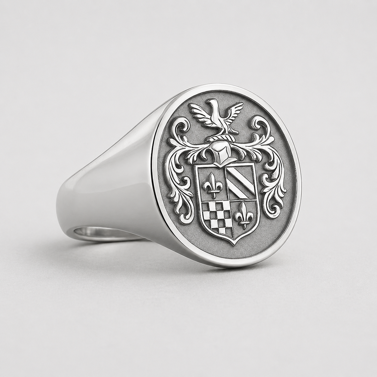 Anello Chevalier Personalizzato Placcato Oro Bianco