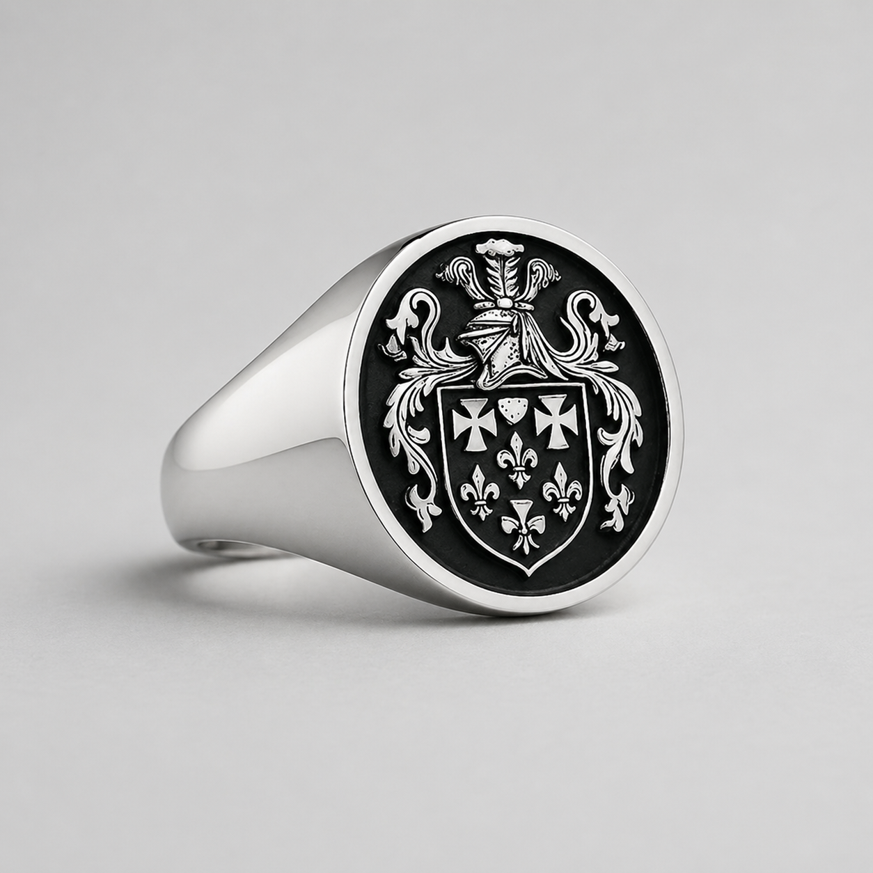 Anello Chevalier Personalizzato Placcato Oro Bianco