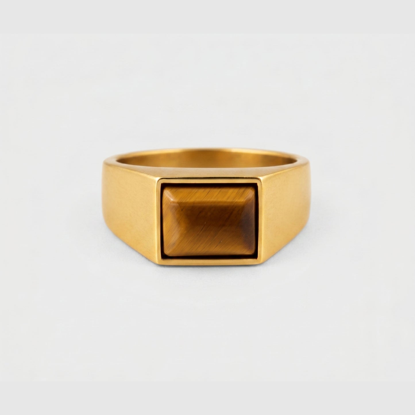 Anillo de Sello Cuadrado de Ojo de Tigre