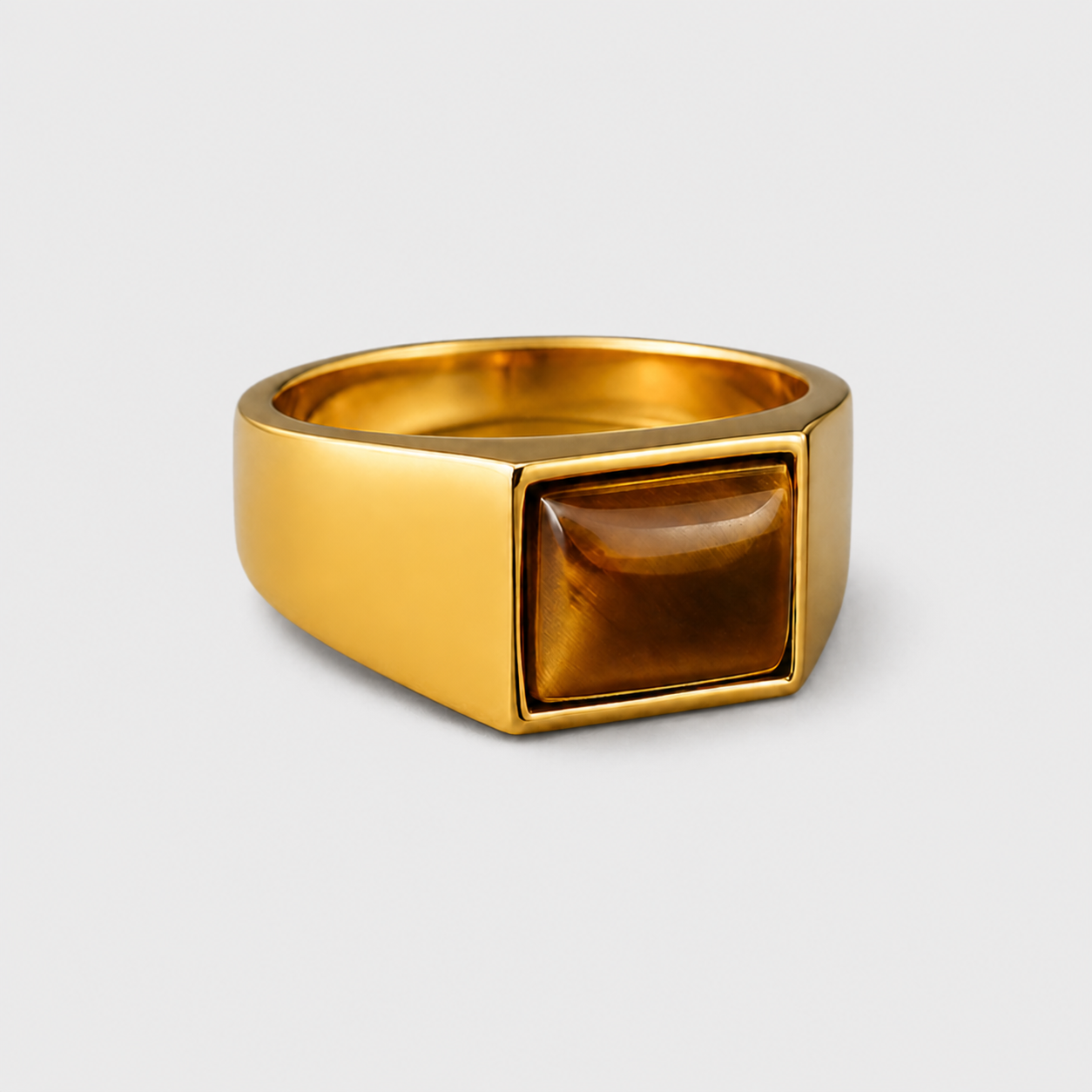 Anillo de Sello Cuadrado de Ojo de Tigre