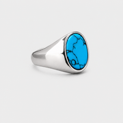 Anillo de Sello Azul Turquesa