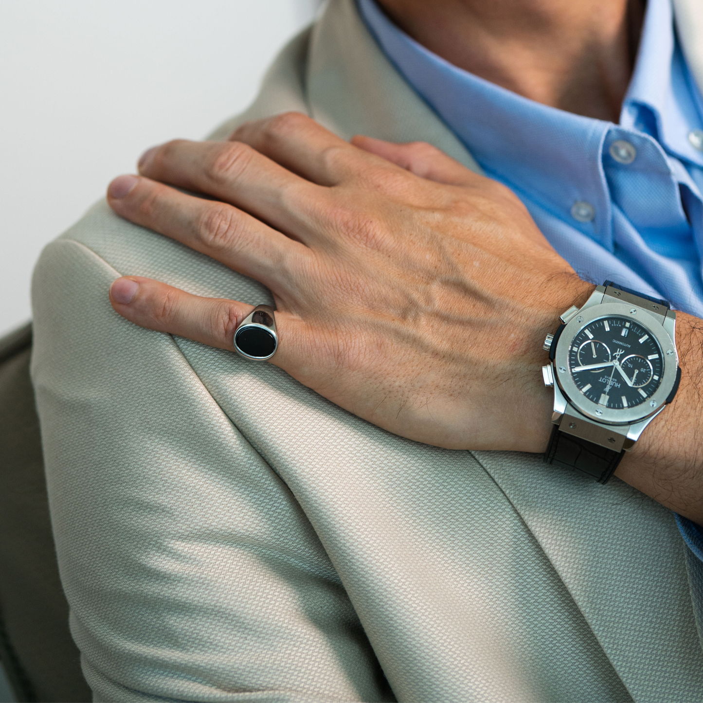 Anello Chevalier in Onice Nero