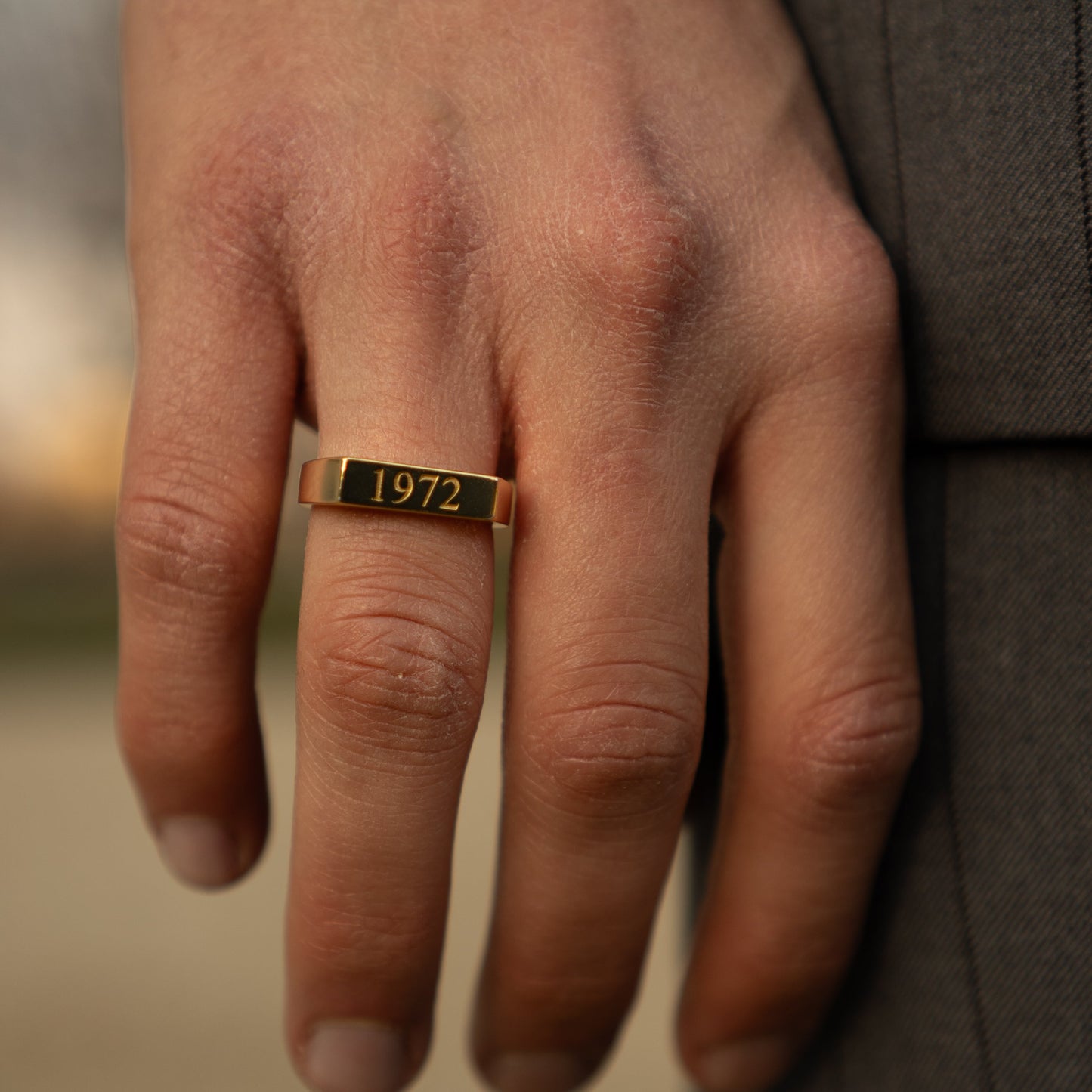 Personalized Gold Plated Square Signet Ring