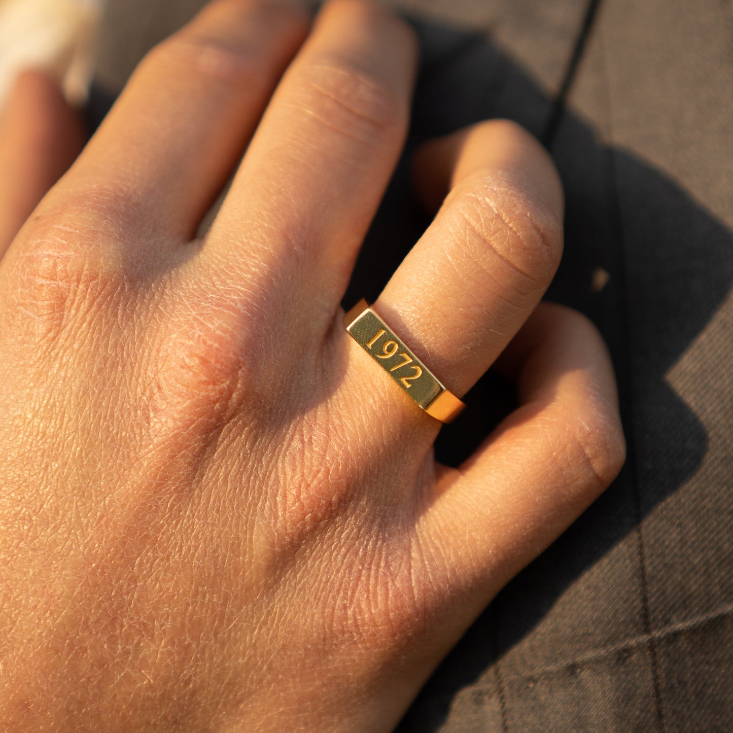 Personalized Gold Plated Square Signet Ring