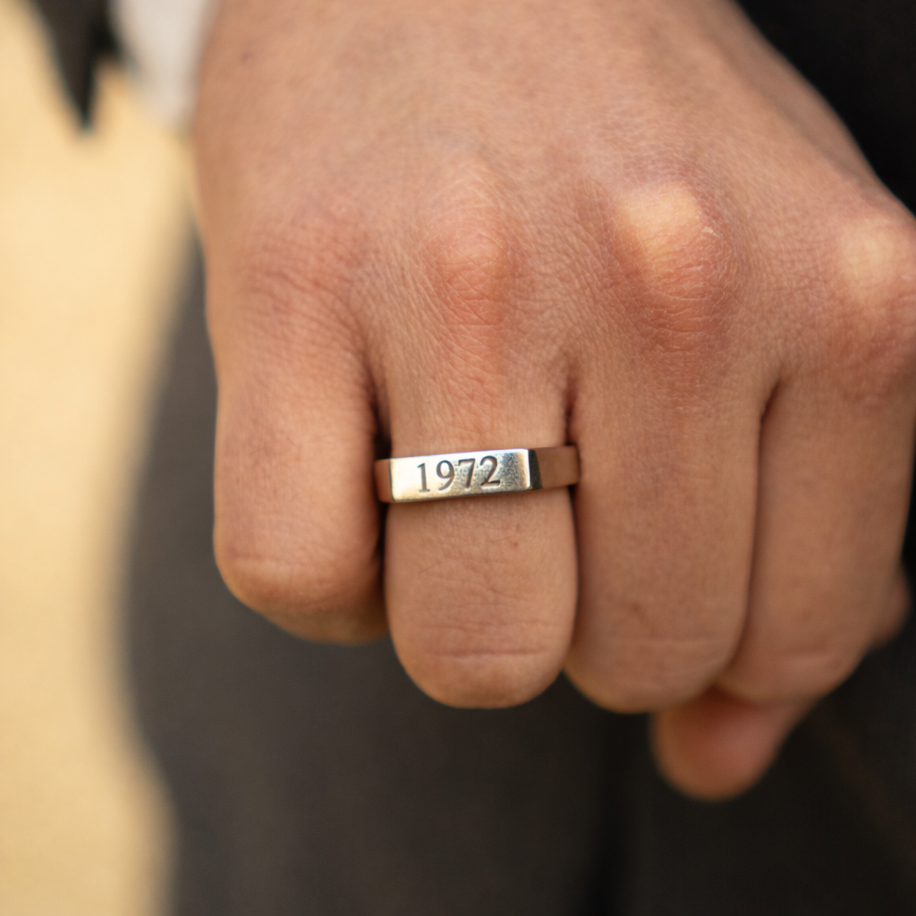Personalized White Gold Plated Square Signet Ring